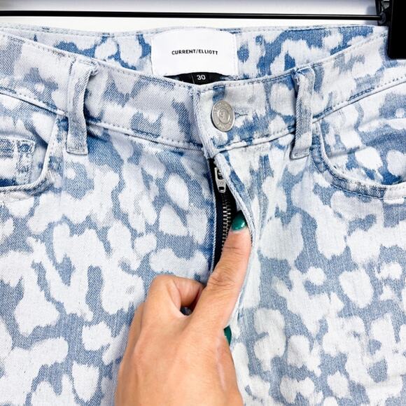 Current/Elliott | High Rise Stiletto Ankle Jeans Skinny Printed Blue | 30 - Picture 3 of 10
